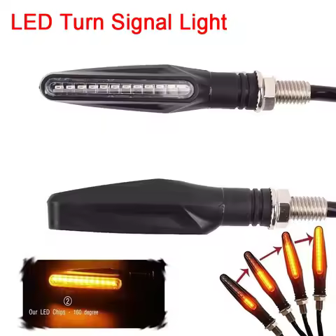 2pcs Universal Motorcycle LED Turn Signal Light Flashing Indicator Tail Stop Lamp Blinker Flowing Wa