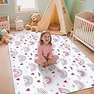5x7 Area Rug for Kids Playroom, Fluffy Soft Decorative Floor Mat, Rainbow Washable Low Pile Area Rug