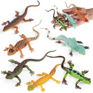 6PCS Mainan Cicak Getah, Cicak Palsu Plastik Berwarna-warni, Model Tiruan Angka Haiwan Reptilia untu