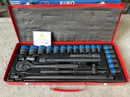 ชุดบล็อก 12เหลี่ยม Euro king tools ลมดำ / สีเงิน 24ชิ้น ขนาด 1/2"