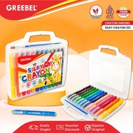 Greebel Silky Crayon 12 Colors Clear Twist Crayon Silky Crayon Washable Crayon Non Toxic Crayon