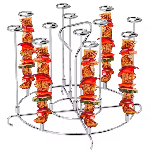 12Pcs Stainless Steel Air Fryer Oven Barbecue Stick Kitchen BBQ Skewer Grill Reusable Baking Stick N