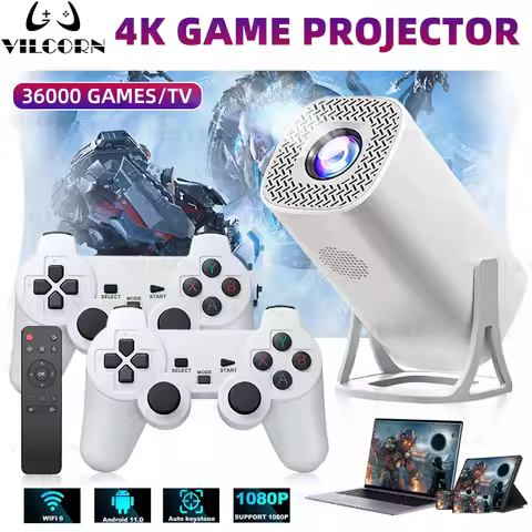 VILCORN S40MAX 4K Game Projector Retro Drive 36000+ Video Games Emulator Console for PS1/SEGA Portab