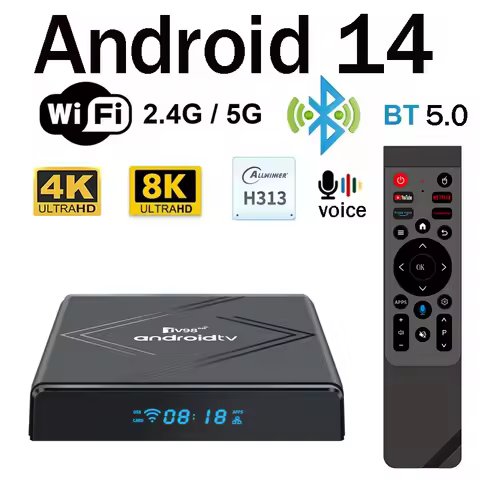 TV98 ATV Pro Plus TV Box Smart Android 14 BT5.0 Allwinner H313 quad-core Voice remote 4G 5G Dual Wif