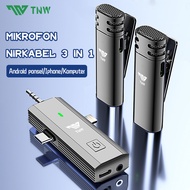 TNW-Y12 Microphone Wireless 3 IN 1 Dual Mikrofon Clip on Mic bluetooth Tanpa kapel Microphone youtub