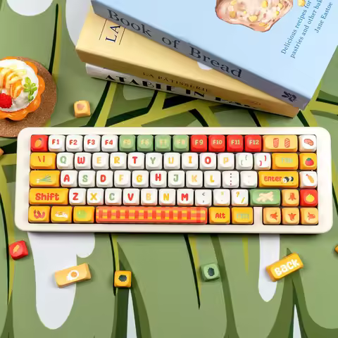 URE Japanese ramen Keycap Dye-Sublimation MOA profile PBT round cute Yellow keycap for MX 61 64 75 8