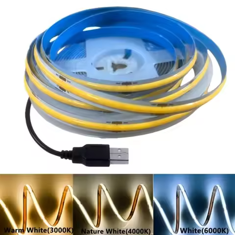 DC5V COB LED Light Strip With USB Power Supply Light 320LED/m High-Density Flexible LED Lamp 3000K/4
