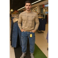 SWEATSHIRT TSJ FASHION LONG SLEEV MEN & women Strip kain cotton elready stok