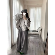 Long-sleeved short jacket + Korean style wide-leg pants 60329