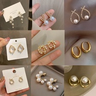 S925 Silver Retro Dangle Hoop Korea Earrings Stud Earrings Trendy Ear Jewelry Accessory df