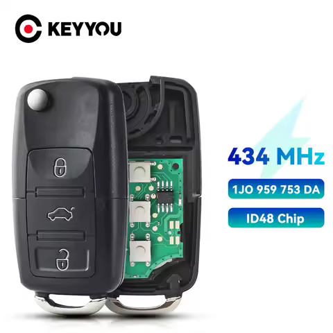 KEYYOU 434Mhz ID48 Chip Remote Car Key For Volkswagen VW Beetle Bora Passat B5 Golf Seat Skoda 1J095