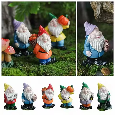 2PCS Multicolor Mini Gnome Figurines Fairy Garden Micro Landscape Miniature Dwarfs Statue Handicraft