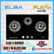 🔥 2021 NEW MODEL 🔥 ELBA 3-Burner Built-In Glass Hob/ Gas Stove/ Dapur Gas, EGH-G8843G(BK)