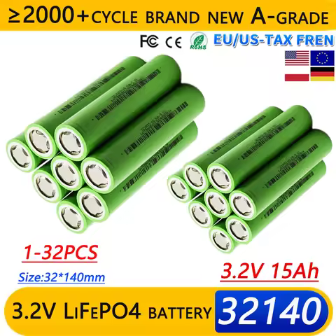 3.2V 32140 15Ah LiFePO4 Battery Cell diy 4s 8s 12v 24V 36V Inverter Electric Vehicle Travel Camping 