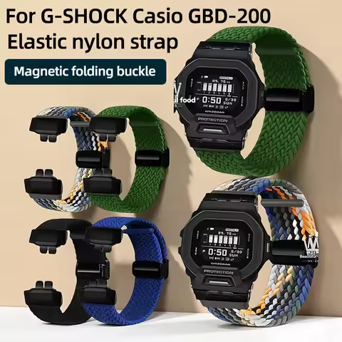 GBD 200 Watchband For G-SHOCK Casio GBD-200-1A GBD-200RD-4 series Elastic nylon strap Magnetic foldi