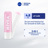 NIVEA Lip Rosehip Caring Lip Scrub 4.8g / Lip Care / Exfoliator / Moisturizing / Lip Balm / Rosehip 