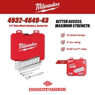 MILWAUKEE 4932-4649-43 28PCS 1/4'' Drive Ratchet and Metric Socket Set 4932464943