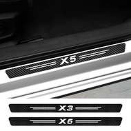 4PCS Car Door Sill Stickers Carbon Fiber Decals Accessories For BMW X5 E53 E70 F15 G05 X1 F48 X3 F25
