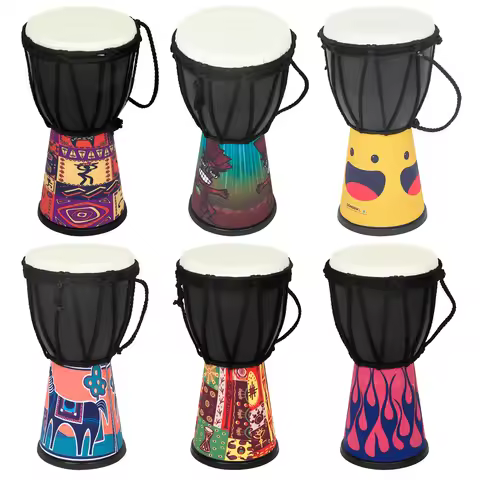 African Drum 4 Inch Handmade Traditional African Hand Drum Colorful Djembe Drum for Children Study P