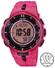 [Watchwagon] Casio Protrek PRW-3000-4B Tough Solar Multiband Triple Sensors Pink Resin Band  Pro Trek   PRW-3000   PRW3000  Ladies Women Watch