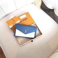 Louis Vuitton, LV Wallet Blue White, Elegant Wallet Made of Soft Calfskin