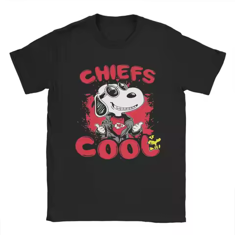 Snoopys Cool Team Kansas City Chiefs T Shirt Men Women 100% Cotton Casual T-Shirts Round Collar Tee 