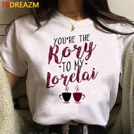 Casual round Neck Short Sleeve T-Shirt Gilmore Girls Theme Print Street Style Loose Fit Polyester Fi