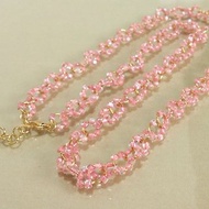 珍珠粉圓系列 透明粉圓珠兩用項鍊手鍊 櫻花紛飛時