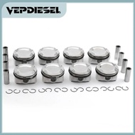 8x Pistons & Rings Set 11257613626 11257576475 11257556955 For 550i 650i 750Li X5 X6 F01 F02 F03 E70