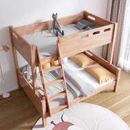 {Sg Sales}Double Decker Bed Frame Double Bed Loft Bed High Low Log Bunk Bed Bunk Bed Height-Adjustable Bed Small Apartment Bunk Bed Double Upper and Lower Bed Children Kids Bed