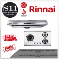 RINNAI RH-S259-SSR-T SLIMLINE HOOD SENSOR TOUCH CONTROL  +  RINNAI RB-73TS 3 BURNER BUILT-IN HOB STAINLESS STEEL TOP PLATE