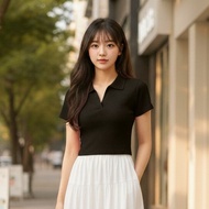 6791 OURA POLOS | Women's V-NECK T-Shirt | PLAIN WOMEN'S T-SHIRTS | MODERN V-NECK T-SHIRT WOMEN'S TO