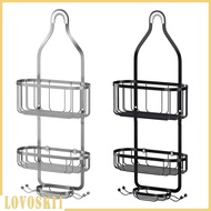 [Lovoski1] Over Basket Shelf with Hooks for Hanging Sponge And Shampoo Holder Organizer Stainless Steel for Towels Shampoo Holder