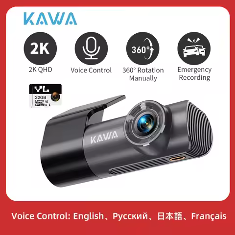 2K Dash Cam For Cars DVR Recorder Front Dash Camera KAWA D5 Emergency Video Recording EN,RU,FR,JP Vo
