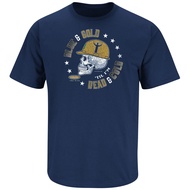 Smack Apparel Notre Dame Football Fans. Blue and Gold Til I'm Dead and Cold. Navy T Shirt (Sm-5X)