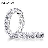 ANZIW 925 Sterling Silver Round Cut Full Eternity Ring for Women Sona Simulated Diamond Engagement Wedding Band Ring