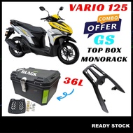 (Honda Vario 125/150) Combo Set GS 36L 48L Top Box Motorcycle+Yasogo Monorack Motor Box Accessories
