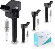 Set of 4 UF716 Ignition Coil Pack LFER7BHX Spark Plugs For Audi A3 A4 A5 A6 A8 TT(Quattro) Q3 Q5 Q7 