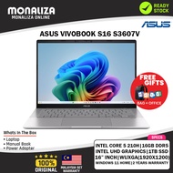Asus Vivobook S16 Laptop (S3607V‑ARP368WS) Intel Core 5‑210H | Intel UHD Graphics | Matte Gray