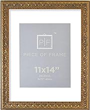 Golden State Art, 11x14 Ornate Finish Photo Frame, with White Mat for 8x10 Picture &amp; Real Glass, Color: Bronze