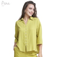 Pena house เสื้อเบลาส์แขนสามส่วน คอปก PWSL032401