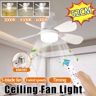 Dimming 52cm E27 Ceiling Fan Light with Remote Control Hang Ceiling Lighting for Room Adjustable Win