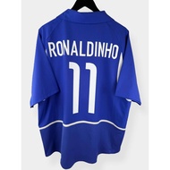 Top quality 2002 season Brazil away retro jersey Ronaldinho #11