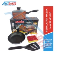 Aksesoren Panci Teflon Tutup Kaca Maxim Venice [1 Set] / Alat Rebus Penggorengan / Peralatan Masak /