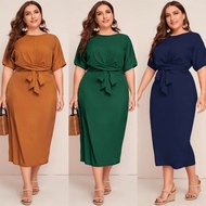 A2548 Uyua Bowknot Front Plain Plus Size Dress Dinner Dress Elegant Dress Plus Size
