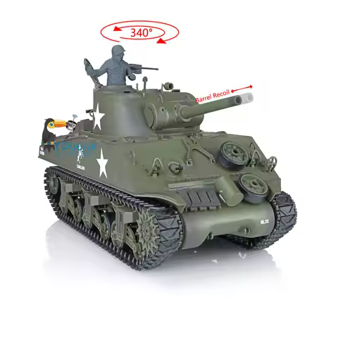 Heng Long 1/16 RC Tank 7.0 Plastic M4A3 Sherman RTR Model 3898 Barrel Recoil Battle Against Outdoor 
