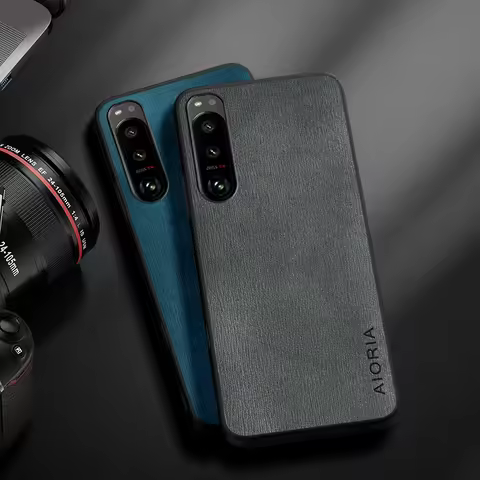 Case for Sony Xperia 5 III II IV V ACE 2 Ace III XZ3 XA4 Design Simple Lightweight Leather wood grai