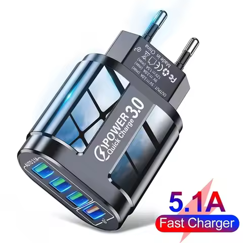 48W Quick Charger 4 Ports EU US Plug Mobile Phone Wall Travel Portable Fast Charging Suitable For iP
