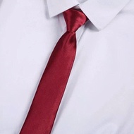 Red tie, small men's tie 5cm