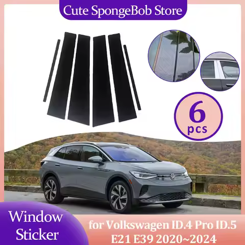 Car Door Window Trim Cover for VW ID.4 Pro ID.5 ID4 ID5 E21 E39 2020~2024 Carbon Fiber Chrome Pillar